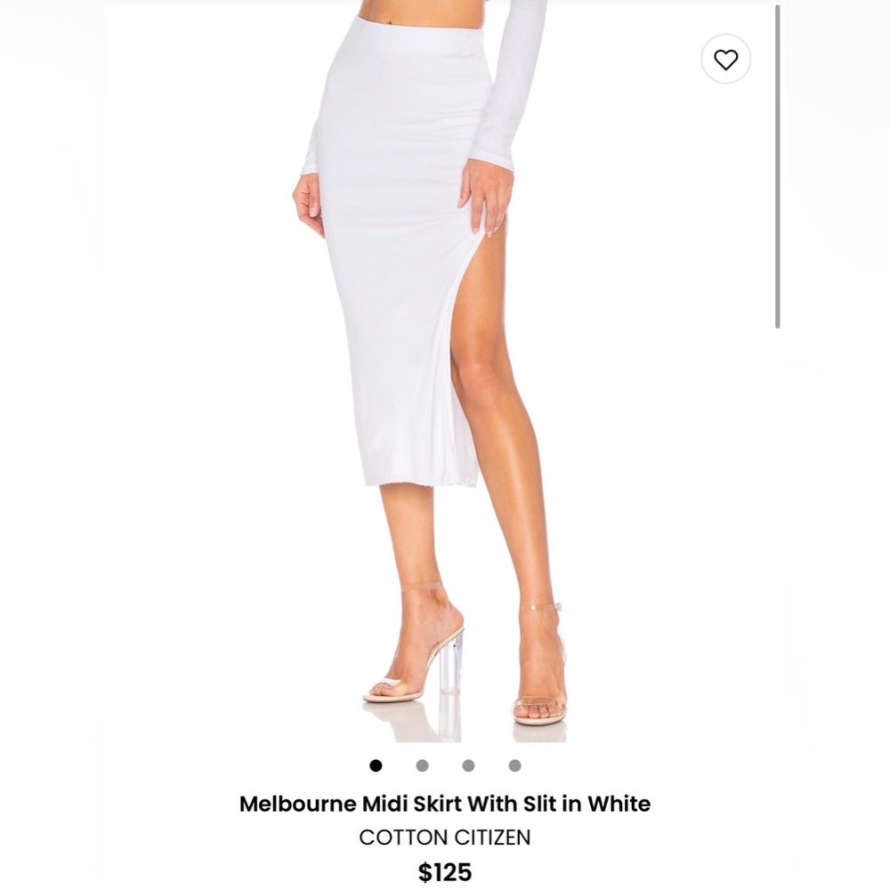 Cotton Citizen White Midi Skirt with Side Slit